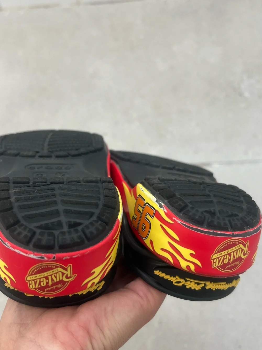 CROCS Red Kids Clogs with Lightning Car Character